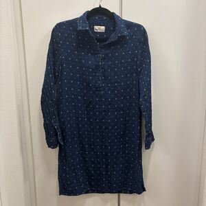 Marine Layer Women's Sz XS Double Cloth Blue Plaid Short Dress Long Sleeve